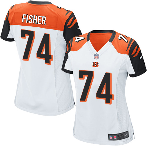 Women's Limited Jake Fisher Nike Jersey White Road - #74 NFL Cincinnati Bengals